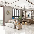 Modern Study Room Interior With Large Decorative Clock Green Plants And Wooden Desk