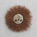 Hedgehog Shaped Wall Decor With Woven Face And Brown Spines Circular Design