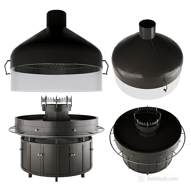 Black Range Hood With Modern Design And Multiple Views Structure Details 3d model 