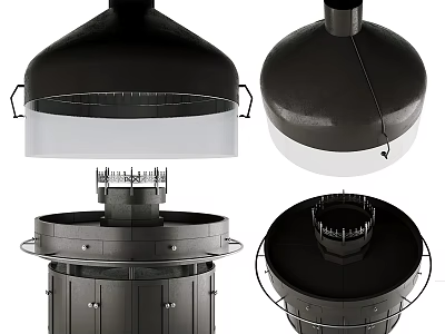 Black Range Hood With Modern Design And Multiple Views Structure Details 3d model