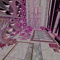 Ancient Hall Interior With Stone Walls Geometric Shelves Marble Flooring And Ornate Rugs