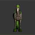 Artistic Stone Textured Horse Figure With Green Mane And Pink Patches