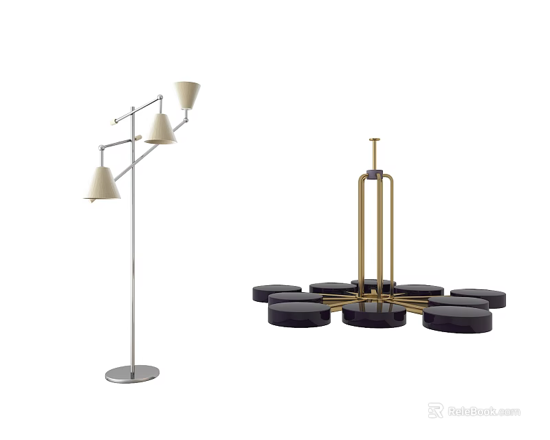 Modern Lighting Combinations With Floor Lamp Multiple Shades And Circular Base Design 3d model
