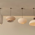 Minimalist Modern Pendant Lights With Four Unique Designs Hanging From Ceiling 3d model