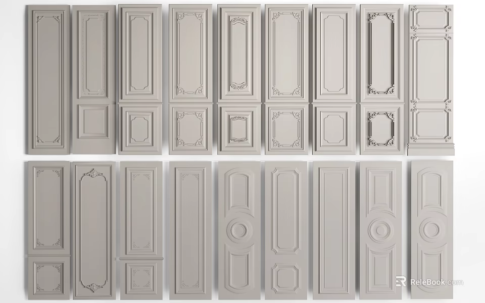 Various Stylish Wall Paneling Designs With Decorative Patterns And Details For Modern Interiors 3d model 