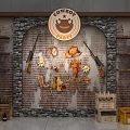 Western Cowboy Themed Event Entrance With Cowboy Hat Revolver Clock And Stone Brick Walls