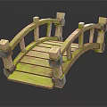 Traditional Wooden Arch Bridge With Railings Steps And Stone Garden Accents