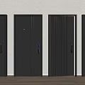 Modern Black Security Doors With Various Contemporary Designs And Secure Lock Features 3d model