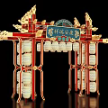 New Chinese style ancient building archway national tide entrance net red entrance meichen archway gate tower scenic spot gate national wind entrance 3d model