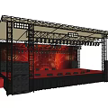 Professional Stage Setup With Metal Truss Red Backdrop Lighting And Sound System
