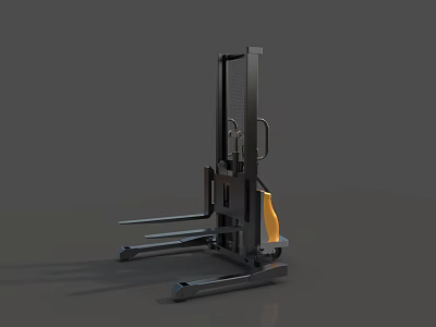 Manual Hydraulic Forklift For Industrial Material Handling With Steel Frame And Yellow Lever 3d model