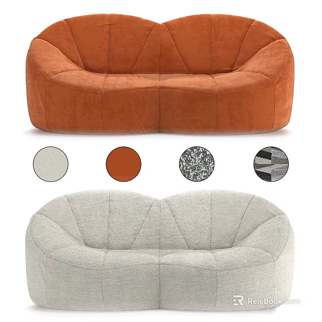 Contemporary Sectional Sofa With Plush Fabric Stitched Detailing And Multiple Color Options 3d model 