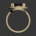 Elegant Gold Ring With Dark Oval Gemstone On Shiny Metal Band
