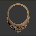 Exquisite Lion Head Design Ring With Golden Intricate Carving And Decorative Side