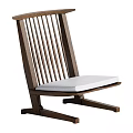 Modern Wooden Leisure Chair With Slat Back Design And White Cushioned Seat