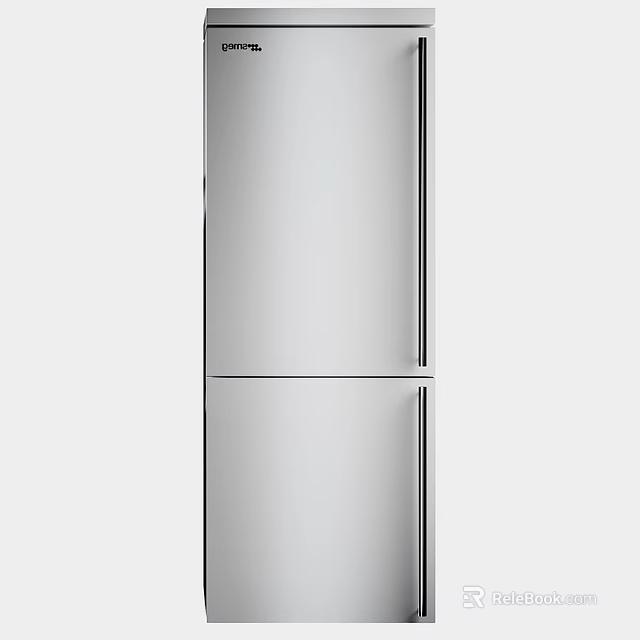 Stainless Steel Double Door Refrigerator Freezer With Modern Design And Sleek Silver Finish 3d model 