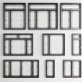 Various Window Designs With Black Frames And Different Architectural Styles 3d model