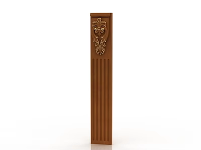 Brown Roman Column With Carved Top And Vertical Striped Design 3d model