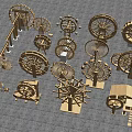 Garden Ornaments Showcasing Diverse Wooden Water Wheel Models And Decorative Pieces