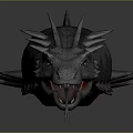 Mysterious Gray Spiked Dragon With Long Body And Sharp Teeth 3d model