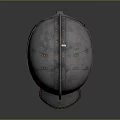 Medieval Knight Battle Helmet With Silver Metal Surface And Leather Trim