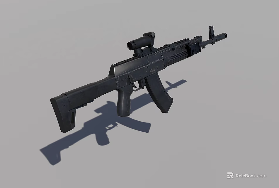 Black Modern Assault Rifle With Tactical Scope And Military Style Design Features 3d model 