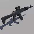 Black Modern Assault Rifle With Tactical Scope And Military Style Design Features