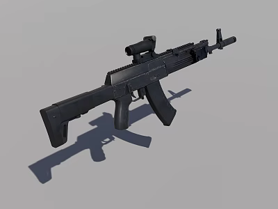 Black Modern Assault Rifle With Tactical Scope And Military Style Design Features 3d model
