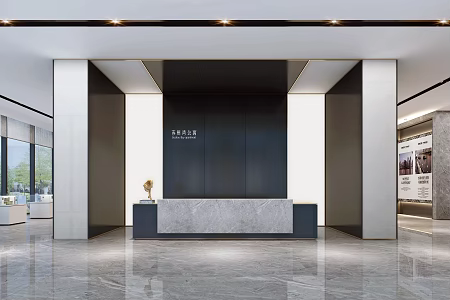 Sales Office Entrance Hall Reception Desk Sand Desk Display Area 3d model