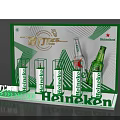 Heineken Beer Promotional Display With Green Background And Bottle Setup