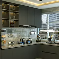 Modern Gray Kitchen Interior Design With Island Counter Hanging Lights Cabinets And Bar Stools