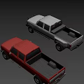 White and Red Double Cab Pickup Trucks 3D Render with Classic Design
