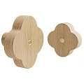 Decorative Wooden Clover Shaped Wall Hook Front And Side View Design 3d model