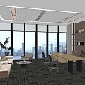 modern leadership office new chinese style manager office leadership desk 3d model