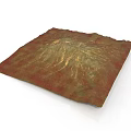 3D Terrain Model With Red Green Textured Surface And Undulating Topography