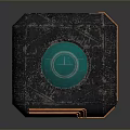 Sci Fi Structural Device With Green Dome Black Frame And Orange Lines