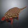 Reptile With Armored Shell Red Yellow Scales And Spikes On Dark Background