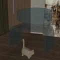 Clear Acrylic Leisure Chair in Modern Living Space with Wooden Floor and Abstract Art
