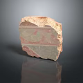 Ancient Wood Stone Fragment With Red Green Patterns And Textured Surface 3d model