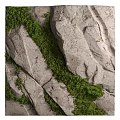 Lush Green Moss Growing On Natural Gray Rocks With Textured Surface