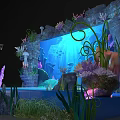 Underwater Themed Stage Design With Coral Seaweed Fish Jellyfish And Rock Formations