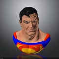 Superman Character Bust Sculpture With Red Blue Costume And Yellow S Shield