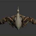 Fantasy Warrior Character In Ornate White And Brown Armor With Golden Accents And Green Gemstones