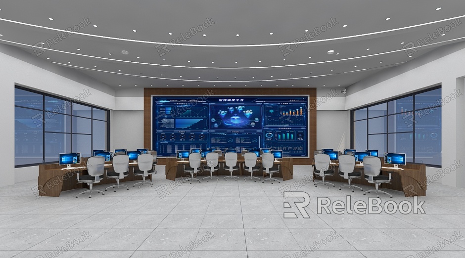 Control center of monitoring room model