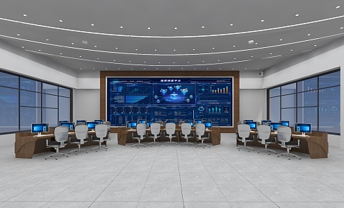 Control center of monitoring room 3d model