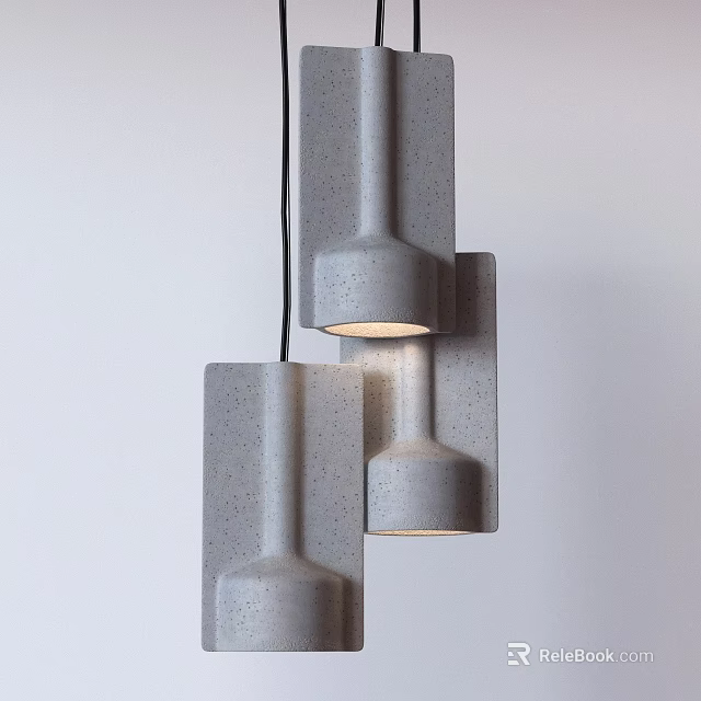 Modern Geometric Pendant Light With Textured Concrete Structure For Home Interior Decor 3d model
