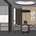 Elegant Restaurant Interior With Crystal Chandelier Decorative Paintings Round Table Wooden Wall And Upholstered Chairs