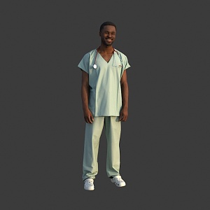 foreign man black nurse doctor 3d model