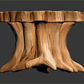 Natural Wooden Stump Design Outdoor Table With Root Shaped Legs And Smooth Surface