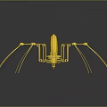 Yellow Mechanical Spider Like Structure With Long Legs And Circular Component